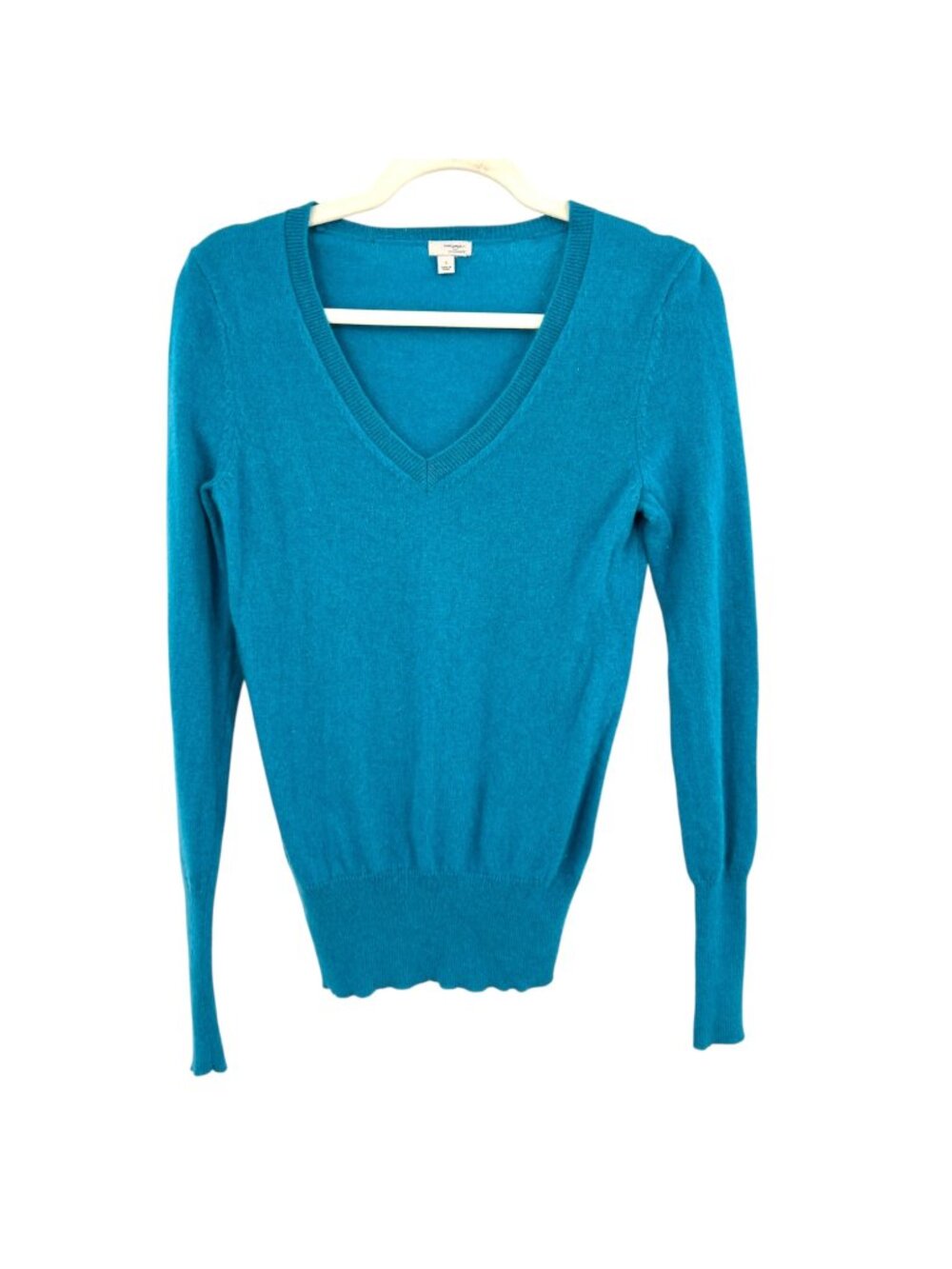 Halogen Teal 100% Cashmere V-Neck Sweater Long Sleeve Size Small